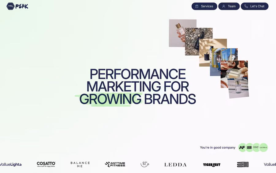PEAK website showcase